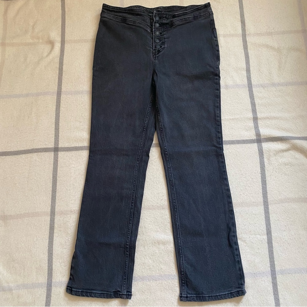We The Free High Rise Button Fly Jeans Black Denim Women’s Size 29